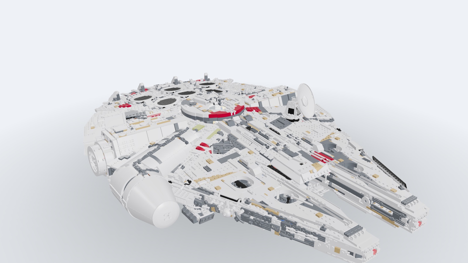 Brick Builder: the finished 75192 Millennium Falcon, all 7,562 pieces, rendered in the browser